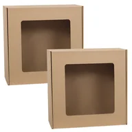 Zestawy upominkowe - Kwadratowe pudełko fasonowe z okienkiem, pudełko prezentowe, prezent 30x30x10 cm x2 - miniaturka - grafika 1