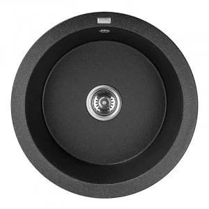 LAVEO SBD 788Y Zlewozmywak granitowy 1 komora Wymiary: ? 510x205 mm Wykończenie: czarneW zestawie z syfonem Space Saving i korkiem klik-klak - Zlewozmywaki - miniaturka - grafika 1