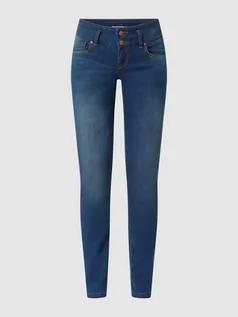 Spodnie damskie - Jeansy o kroju slim fit z 5 kieszeniami - grafika 1