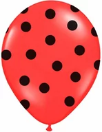 Balony i akcesoria - Balony lateksowe czerwone w czarne kropki - 30 cm - 6 szt. - miniaturka - grafika 1