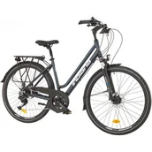 Rowery - Rower trekkingowy INDIANA X-Road 5.0 D21 28 cali damski Granatowo-srebrny - miniaturka - grafika 1