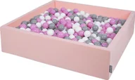 Suche baseny - KiddyMoon KiddyMoon Suchy basen kwadratowy z piłeczkami 7cm 120x30 różowy: szary-biały-róż 120x30/300piłek Zabawka basen piankowy - miniaturka - grafika 1