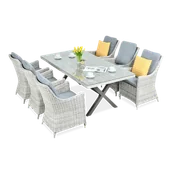 Meble ogrodowe - Zestaw mebli z technorattanu NAPOLI 6/200 White Grey - miniaturka - grafika 1