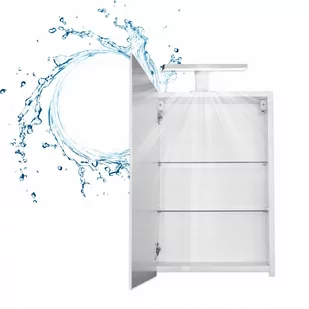 Szafka Biała Łazienkowa Wisząca z Lustrem 50 x 60 cm Lampka Oświetlenie LED - Szafki łazienkowe - miniaturka - grafika 1