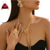 Zestawy biżuterii dla kobiet - Komplet biżuterii złotej zestaw złoty dla Kobiet pozłacany na Prezent 4 elementy - miniaturka - grafika 1