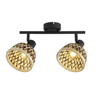 Lampy sufitowe - Lance lampa sufitowa (spot) 2xE14 czarna/bambus 19931-2BK - miniaturka - grafika 1