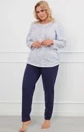 Piżamy damskie - Piżama damska z długim rękawem i długimi spodniami Jowita, Kolor granatowo-niebieski, Rozmiar M, Italian Fashion - Intymna - miniaturka - grafika 1
