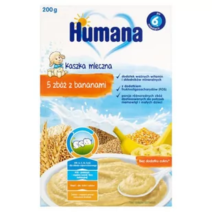 Humana kaszka mleczna 5 zbóż z bananami 200 g - Kaszki dla dzieci - miniaturka - grafika 1