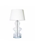 Lampy stojące - 4concepts Stojąca LAMPA stołowa TORINO L012031230 abażurowa LAMPKA nocna do sypialni biała przezroczysta L012031230 - miniaturka - grafika 1