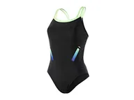 Stroje kąpielowe - Speedo damski kostium kąpielowy z hydrosensem Flowback Blk/Bright Zest/Chroma Blue 32 - miniaturka - grafika 1