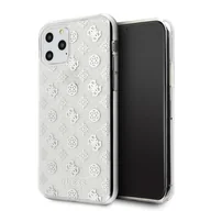 Etui i futerały do telefonów - Guess 4G Peony Glitter - Etui iPhone 11 Pro Srebrny - miniaturka - grafika 1