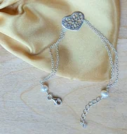 Bransoletki - Srebrne serce - bransoletka z perłami - miniaturka - grafika 1