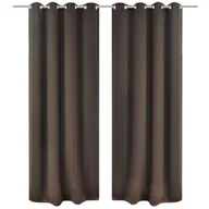 Zasłony - vidaXL Brązowe zasłony zaciemniające z metalowymi otworamix2 135x245 cm - miniaturka - grafika 1