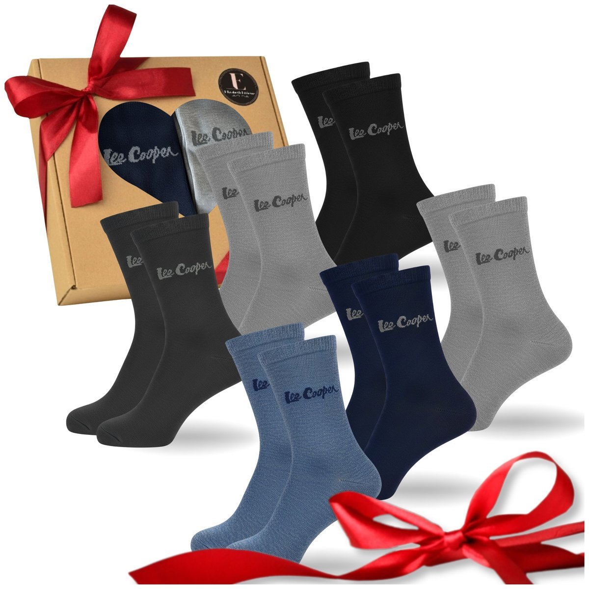 Lee Cooper Skarpety Męskie 6 par Długie Prezent Na Dzień Dziadka Rozmiar 39/42