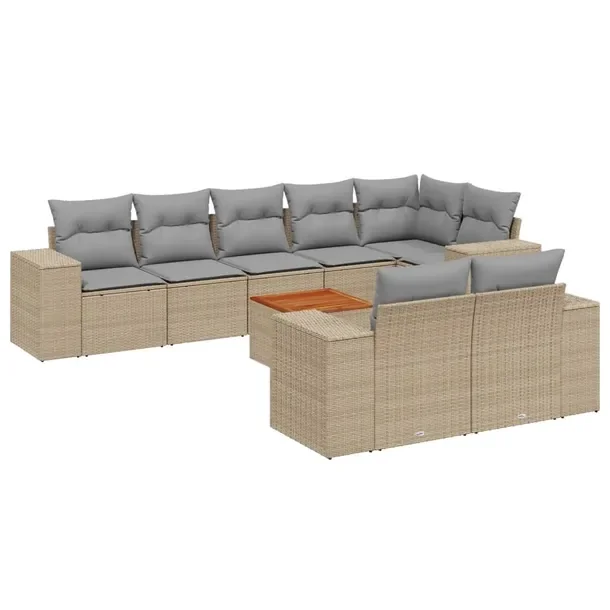 Zestaw mebli ogrodowych beżowy z poduszkami, rattan PE, 62 x 62 x 69 cm