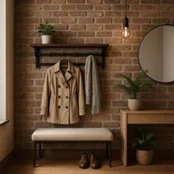 Wieszaki i stojaki - Wieszak do Przedpokoju JACE 80 cm z Półką Dąb Rustykalny/Czarny Loft - miniaturka - grafika 1