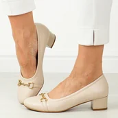 Czółenka - Beżowe czółenka damskie na obcasie Vinceza 58249 - miniaturka - grafika 1