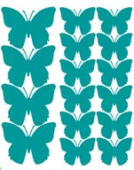 Naklejki na ścianę - NAKLEJKA NA ŚCIANĘ MOTYLE NAKLEJKI 32 SZTUKI TURKUSOWY MATOWY - miniaturka - grafika 1