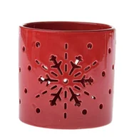 Świeczniki - Kominek świecznik czerwony do domu ceramika świeca - miniaturka - grafika 1