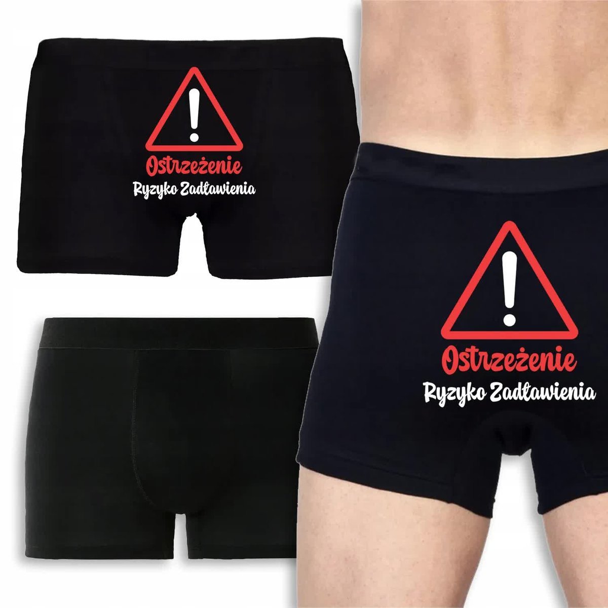 BOKSERKI CZARNE Na Prezent Walentynki OSTRZEŻENIE! RYZYKO ZADŁAWIENIA - M