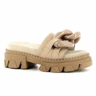 Beżowe klapki na platformie CARINII - Carinii - Klapki i japonki damskie - miniaturka - grafika 1