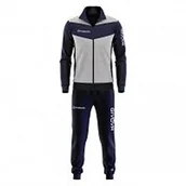Zestawy męskiej odzieży sportowej - Kombinezon LUKSURY WIZA W TRACETATOWEJ SZARY MELANGE CZYARNY/NIEBIESKI - miniaturka - grafika 1