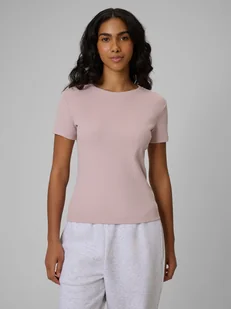 4F T-shirt slim prążkowany damski - różowy XS - Koszulki i topy damskie 4F T-shirt slim prążkowany damski - różowy XS - Koszulki i topy damskie - miniaturka - grafika 1