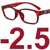 Okulary korekcyjne, oprawki, szkła - Okulary korekcyjne kujonki minusy czerwone -2.5 - miniaturka - grafika 1