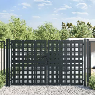 vidaXL Brama ogrodowa, antracytowa, 300x225 cm, stal - Bramy garażowe - miniaturka - grafika 1
