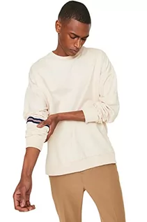 Bluzy męskie - Trendyol Męska bluza z zamkiem błyskawicznym beżowym, rozmiar L - grafika 1