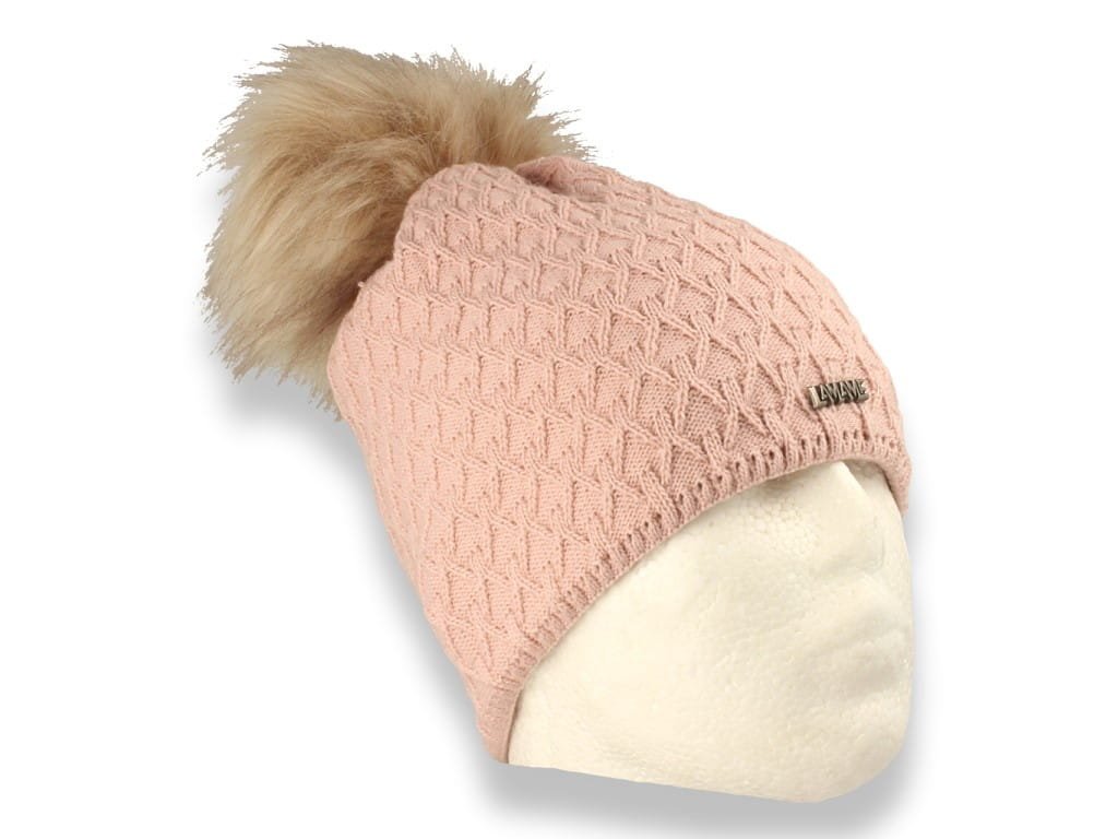 Czapka zimowa z pomponem polska produkcja różowa