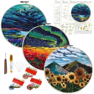 ZESTAW DO HAFTOWANIA WYSZYWANIA HAFTU MULINA NICI DIY GOTOWE WZORY 3 SZT - Pasmanteria ZESTAW DO HAFTOWANIA WYSZYWANIA HAFTU MULINA NICI DIY GOTOWE WZORY 3 SZT - Pasmanteria - miniaturka - grafika 1