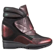 Botki damskie - Sergio Leone Sneakersy Na Rzep czerwone - ButyModne - miniaturka - grafika 1