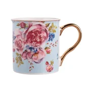 Kubki - Komplet 6 kubków ze złotym uchem Scarlett, 250 ml, błękitny, NBC - miniaturka - grafika 1