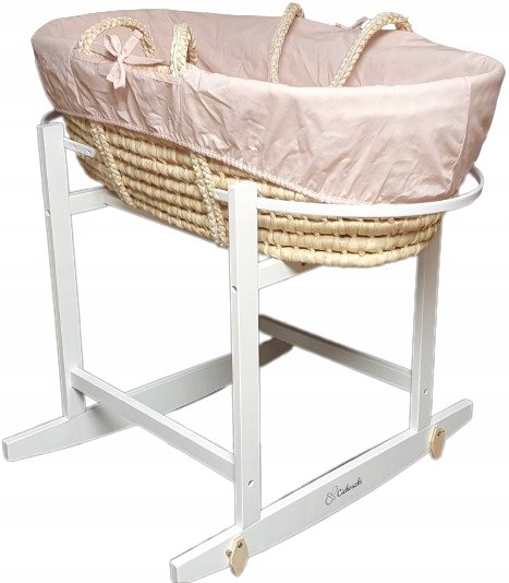 Cichoszki Zestaw Premium z pościelą Kosz Materac 3cm Kołyska biała