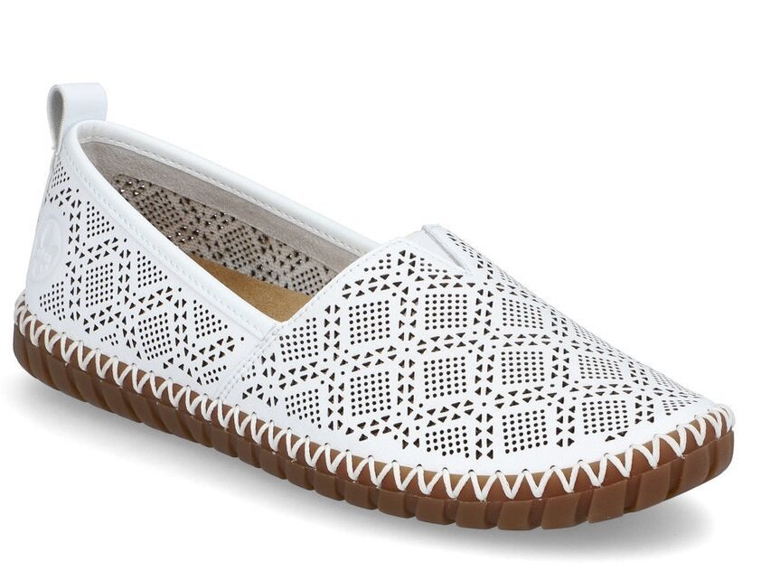 Baleriny baletki damskie Rieker M2851-80 skórzane ażurowe białe lekkie-37