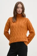 Swetry damskie - Tommy Hilfiger sweter damski kolor pomarańczowy lekki z golfem WW0WW43102 - miniaturka - grafika 1