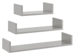 Zestaw 3 Szarych Półek Ściennych P9-S67 - Półki do salonu - miniaturka - grafika 1