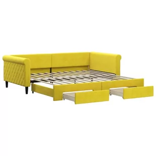 Sofa rozsuwana z szufladami, żółta, 100x200 cm, aksamit Lumarko! - Łóżka - miniaturka - grafika 3