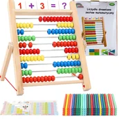 Mały naukowiec - Liczydło drewniane patyczki do nauki liczenia alfabet cyferki nauka matematyki - miniaturka - grafika 1