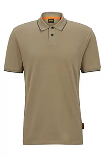 Koszulki męskie - BOSS Perete męska koszulka polo z bawełny piqué z kontrastowymi detalami, Light/Pastel Green336, 3XL - grafika 1