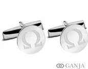 Spinki do mankietów i krawatów - Spinki srebrne do mankietów 925 rodowane SP43 omega - miniaturka - grafika 1