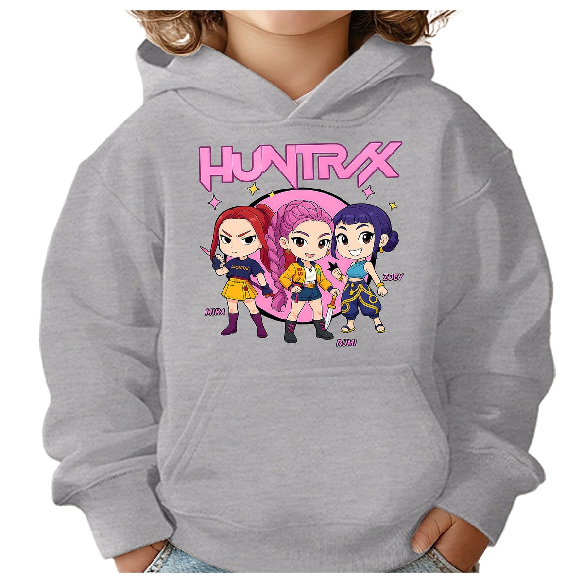 BLUZA DZIECIĘCA KPOP DEMON HUNTERS HUNTRIX 110-116 Z KAPTUREM BAWEŁNIANA