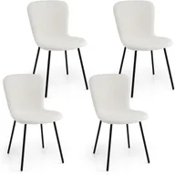 Krzesła - Zestaw 4 Krzeseł do Jadalni, Kuchennych z Tapicerowanym Siedziskiem z Polaru, Zakrzywionym Oparciem, Krzesła w Kolorze Beżowym w Stylu Skandynawskim - miniaturka - grafika 1