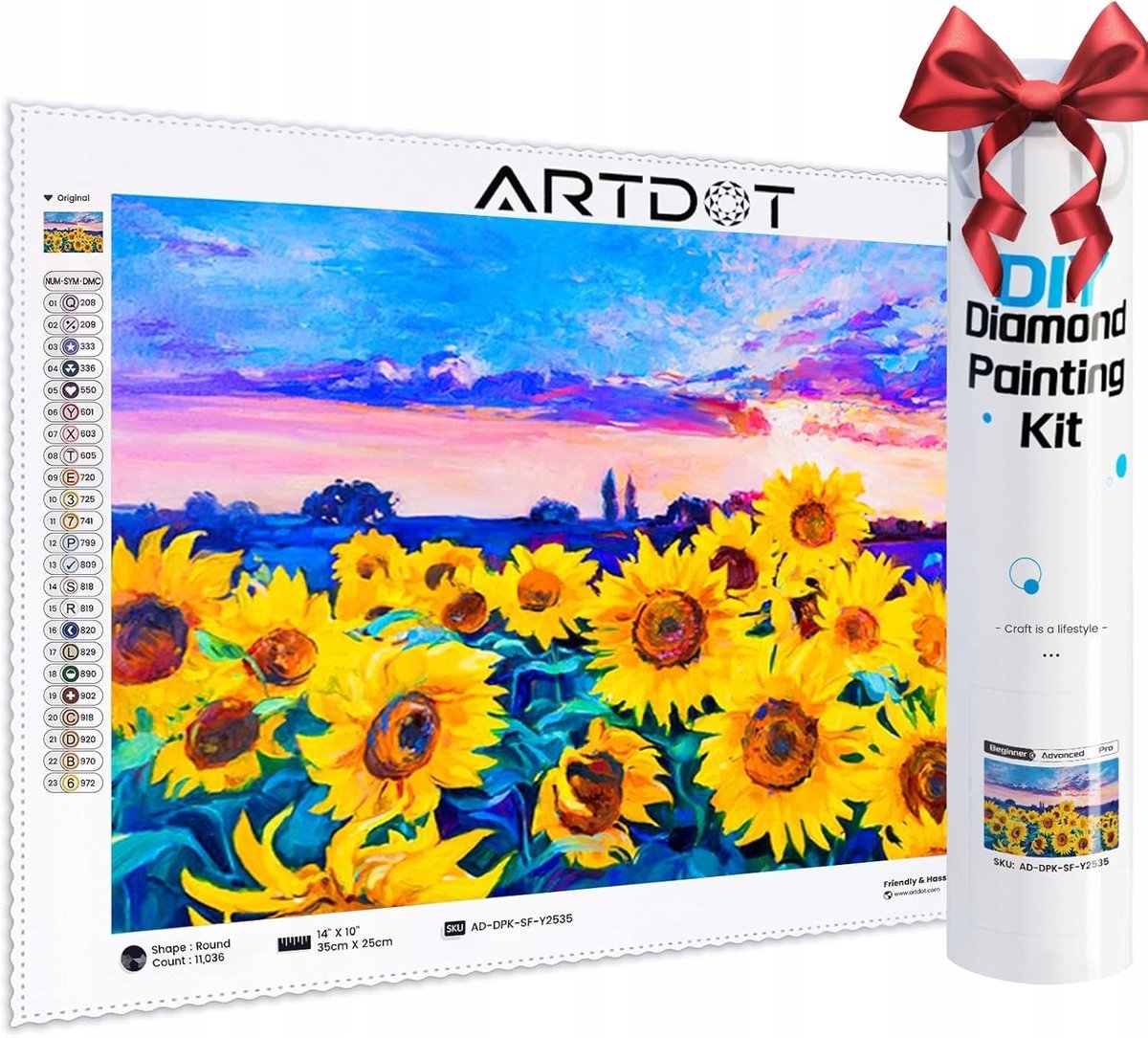 Haft Diamentowy DIY Malowanie Diamentami 5D Motyw Słoneczników 25x35cm