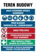 Tablice BHP - OI004 TEREN BUDOWY, NAKAZ STOSOWANIA SPRZĘTU OCHRONNEGO, PRZED WJAZDEM SKONSULTUJ SIĘ Z BIUREM BUDOWY, ZAK, FN - FOLIA SAMOPRZYLEPNA; (700X1050MM) - miniaturka - grafika 1