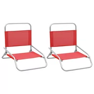 Fotele i krzesła ogrodowe - vidaXL Lumarko Składane krzesła plażowe, 2 szt., czerwone, obite tkaniną! 310367 - miniaturka - grafika 1