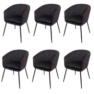 Krzesła - Zestaw 6 krzeseł do jadalni HWC-O28, krzesło kuchenne tapicerowane, tkanina/tekstylia (340g/m²) metal ~ ciemnoszary - miniaturka - grafika 1