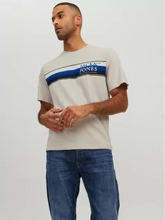 Koszulki męskie - Jack&Jones T-Shirt 12228542 Beżowy Standard Fit - grafika 1
