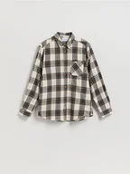 Koszule męskie - Reserved - Koszula regular fit w kratę - beżowy - miniaturka - grafika 1